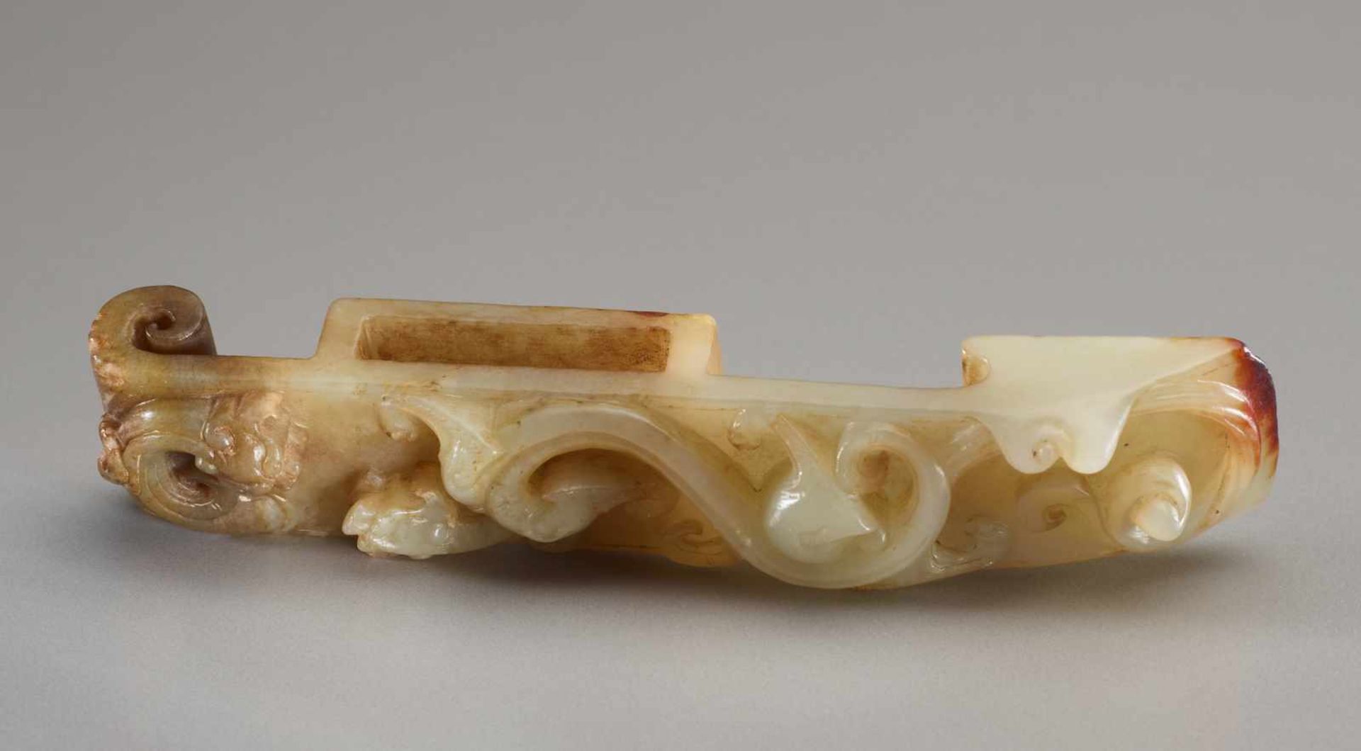 SCABBARD SLIDE SUI This jade is published in Filippo Salviati 4000 YEARS OF CHINESE ARCHAIC JADES - Image 7 of 8