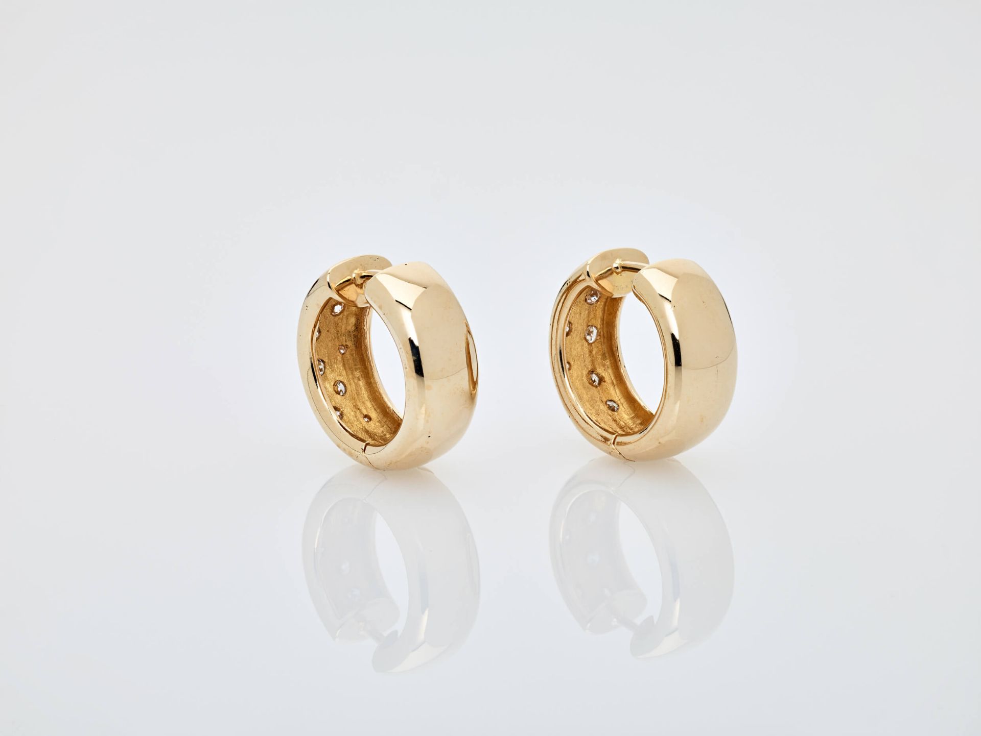 A PAIR OF 18 CARAT YELLOW GOLD AND DIAMOND CREOLE EARRINGS Germany1990s, hallmarked ‘750’ to - Image 4 of 6