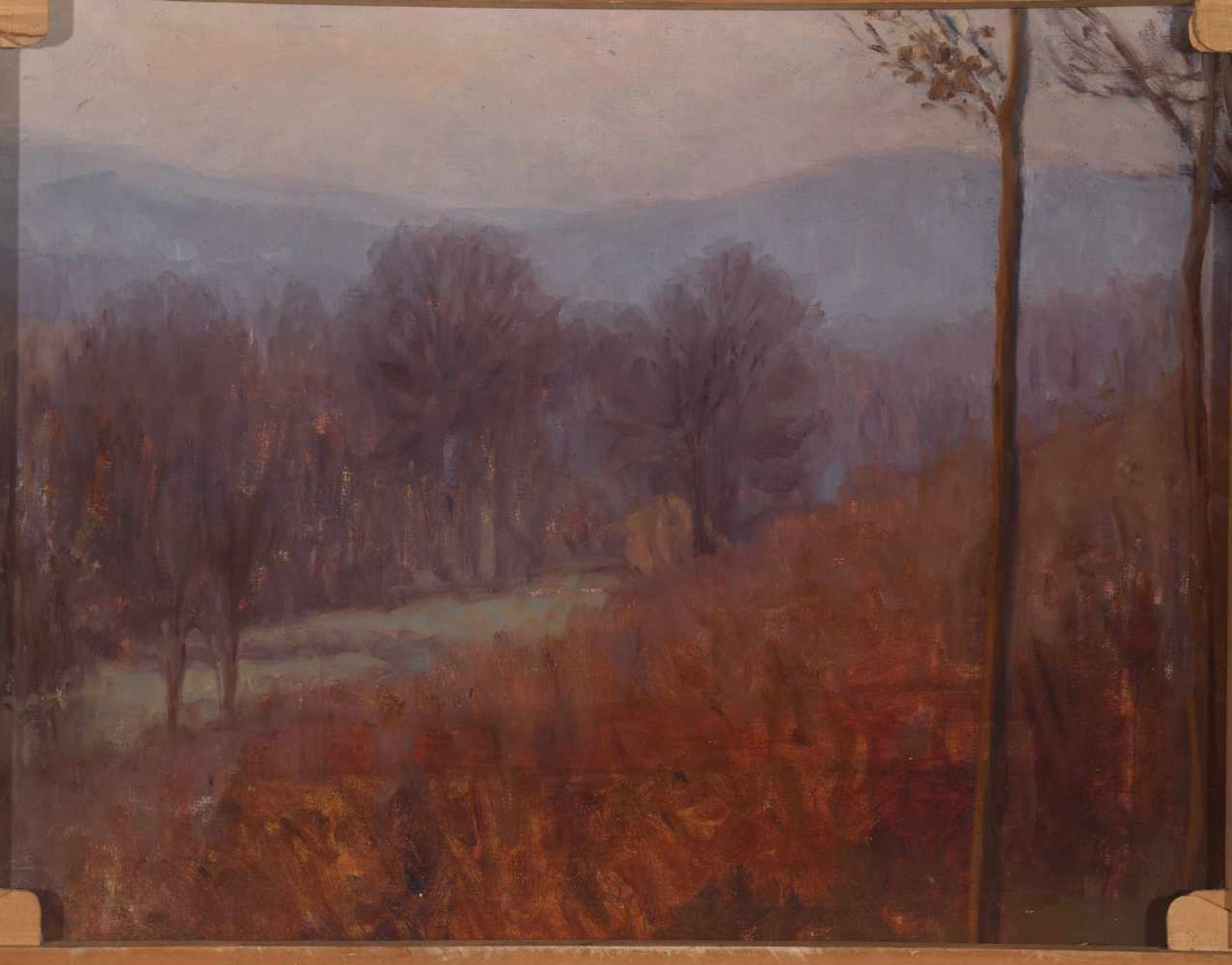 KARL MARTIN SCHADE (1862-1954), DUAL-SIDED OIL ON CANVAS ‘WACHAU FARM’ / ‘AUTUMN FOREST’Karl - Image 3 of 9