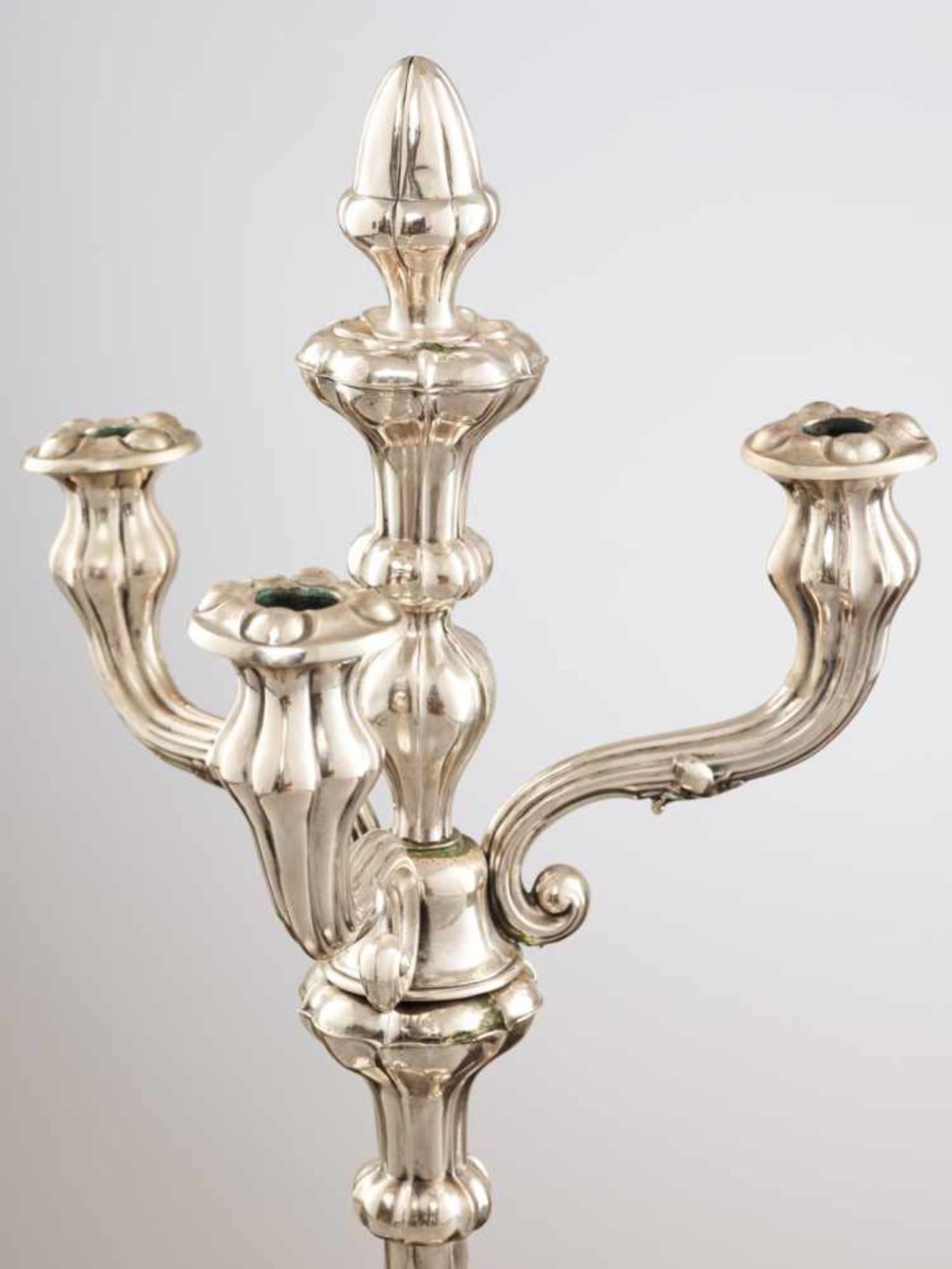 A LARGE PAIR OF VIENNESE LATE BIEDERMEIER CANDLESTICKS WITH 4-LIGHT GIRANDOLE INSERT, - Image 5 of 9