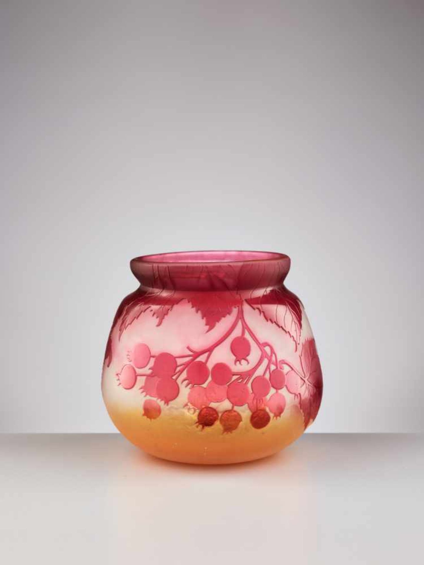 ÉMILE GALLÉ (1846-1904), CAMEO GLASS VASE WITH ROSE HIPSÉmile Gallé (1846-1904), NancyMultilayered - Image 4 of 9