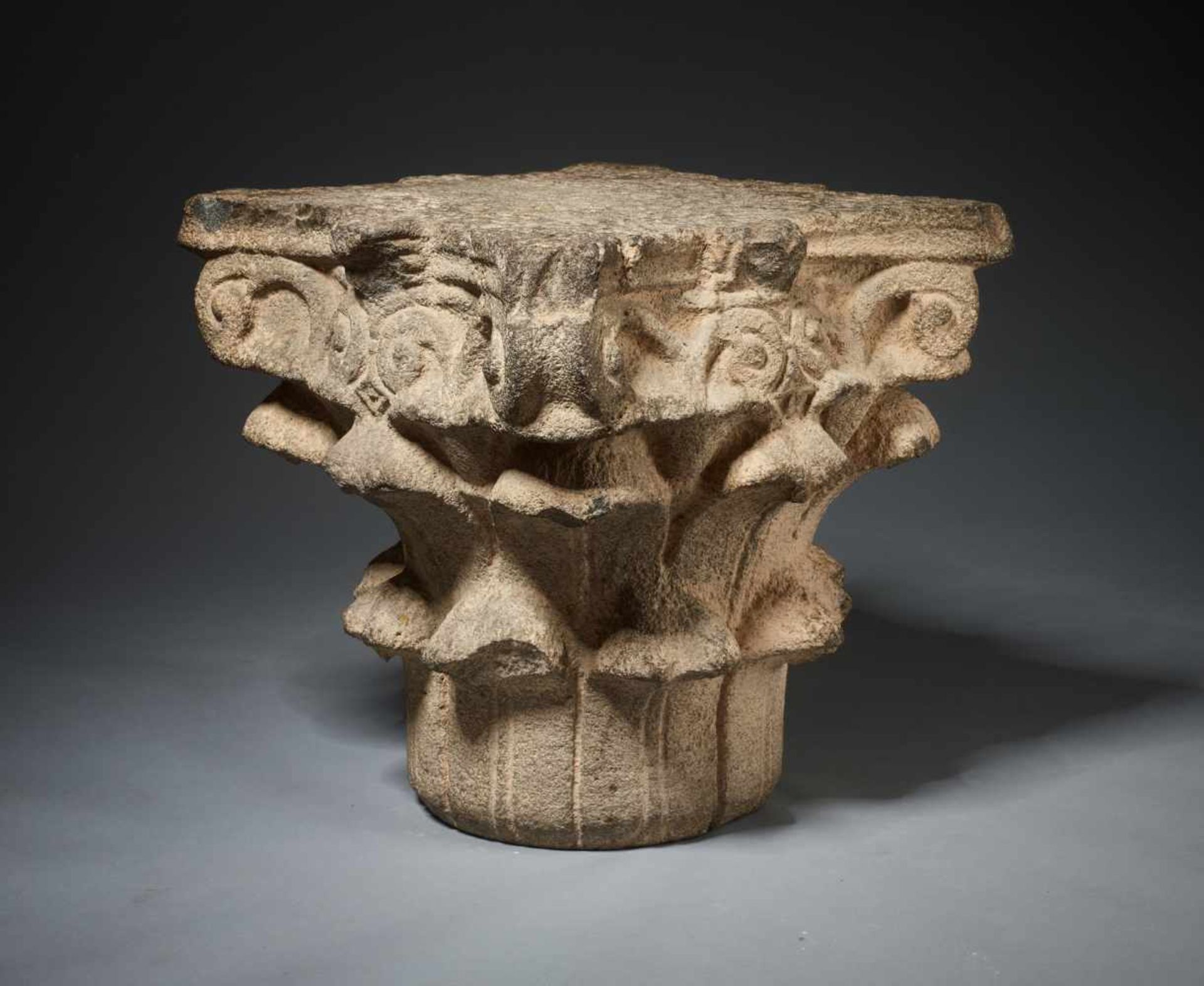 CORINTHIAN SANDSTONE CAPITAL WITH LEAVES AND VOLUTA, 19th CENTURY OR EARLIERSandstoneEurope19th - Image 5 of 7