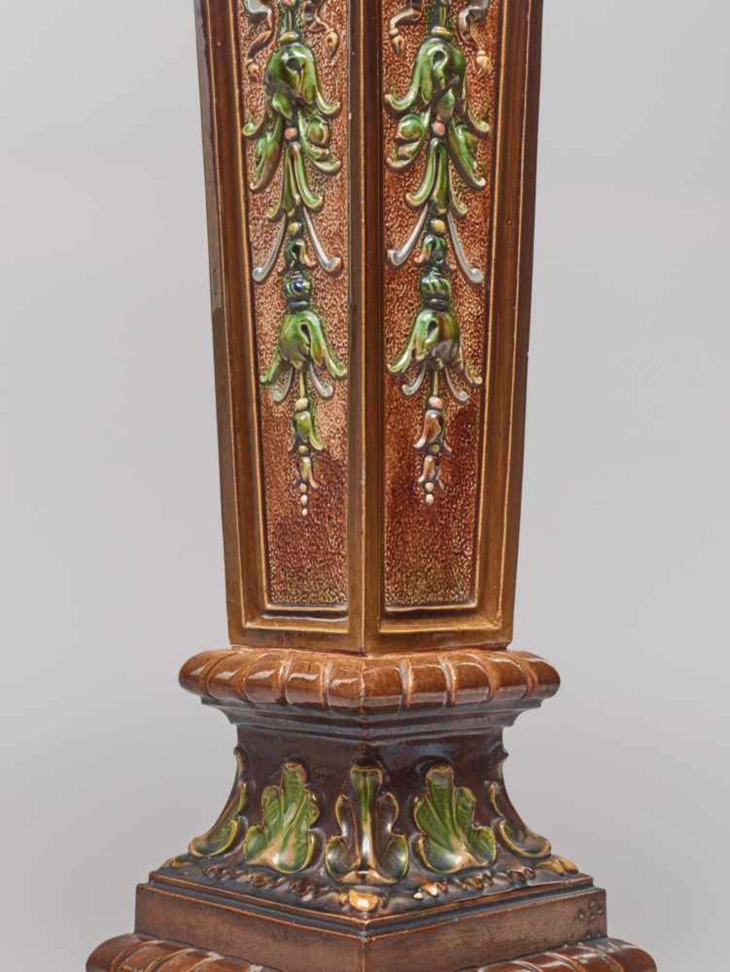 MAJOLICA CERAMIC FLOWER PILLAR STAND, GERMANY 1890Majolica ceramic, polychrome glazedGermanyaround - Image 8 of 9