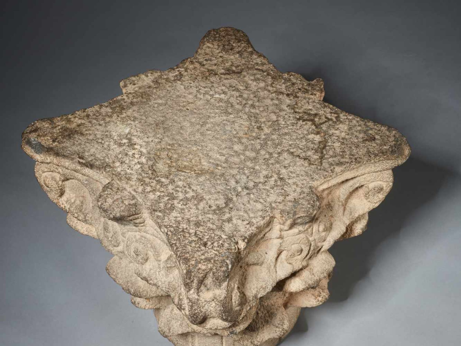 CORINTHIAN SANDSTONE CAPITAL WITH LEAVES AND VOLUTA, 19th CENTURY OR EARLIERSandstoneEurope19th - Image 6 of 7