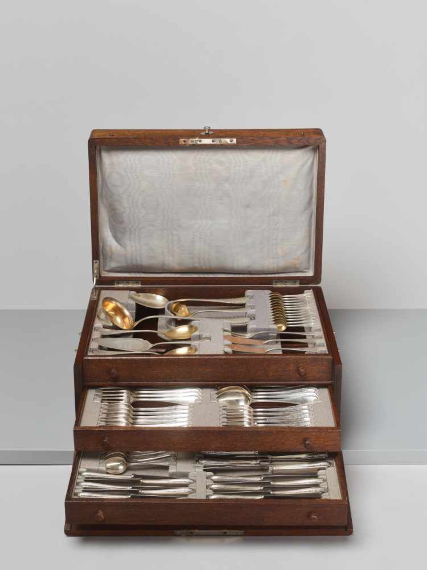 FRITZ GERBER & CO., A 93-PIECE SILVER CUTLERY SET IN FITTED ORIGINAL CASE, 1920sFritz Gerber & Co. –