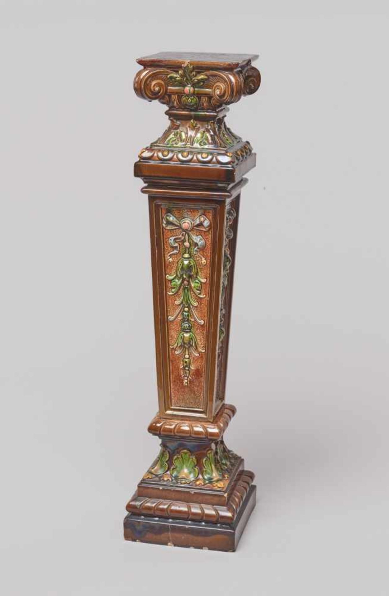 MAJOLICA CERAMIC FLOWER PILLAR STAND, GERMANY 1890Majolica ceramic, polychrome glazedGermanyaround - Image 2 of 9