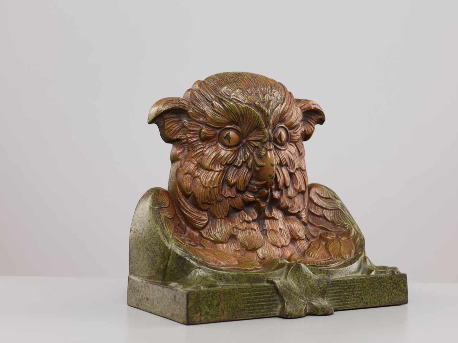 VIENNA BRONZE, FIGURAL BOOKENDS WITH OWLS, 1900s Company of Franz Xaver Bergmann (1861-1936)Bronze - Image 8 of 8