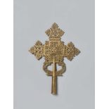 A PROCESSIONAL CROSS, CHASED AND OPENWORKED BRASS, ETHIOPIA, 19TH CENTURYBrass, copper