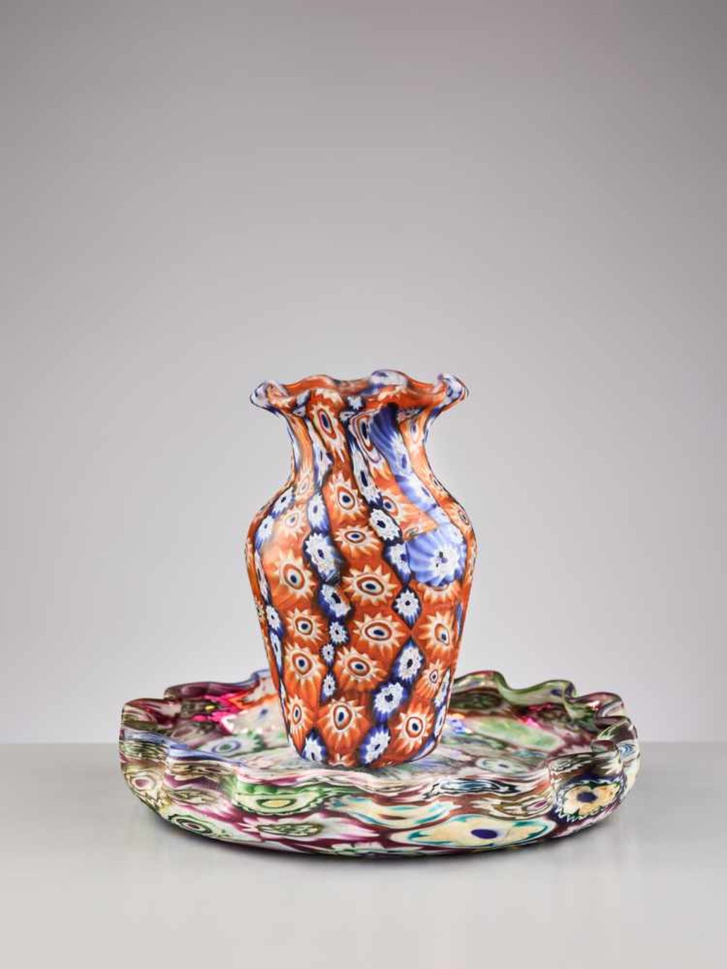 FRATELLI TOSO, MURANO MILLEFIORI TRAY AND SMALL JUG, 1950sFratelli Toso – Glass manufactory on the - Image 6 of 10