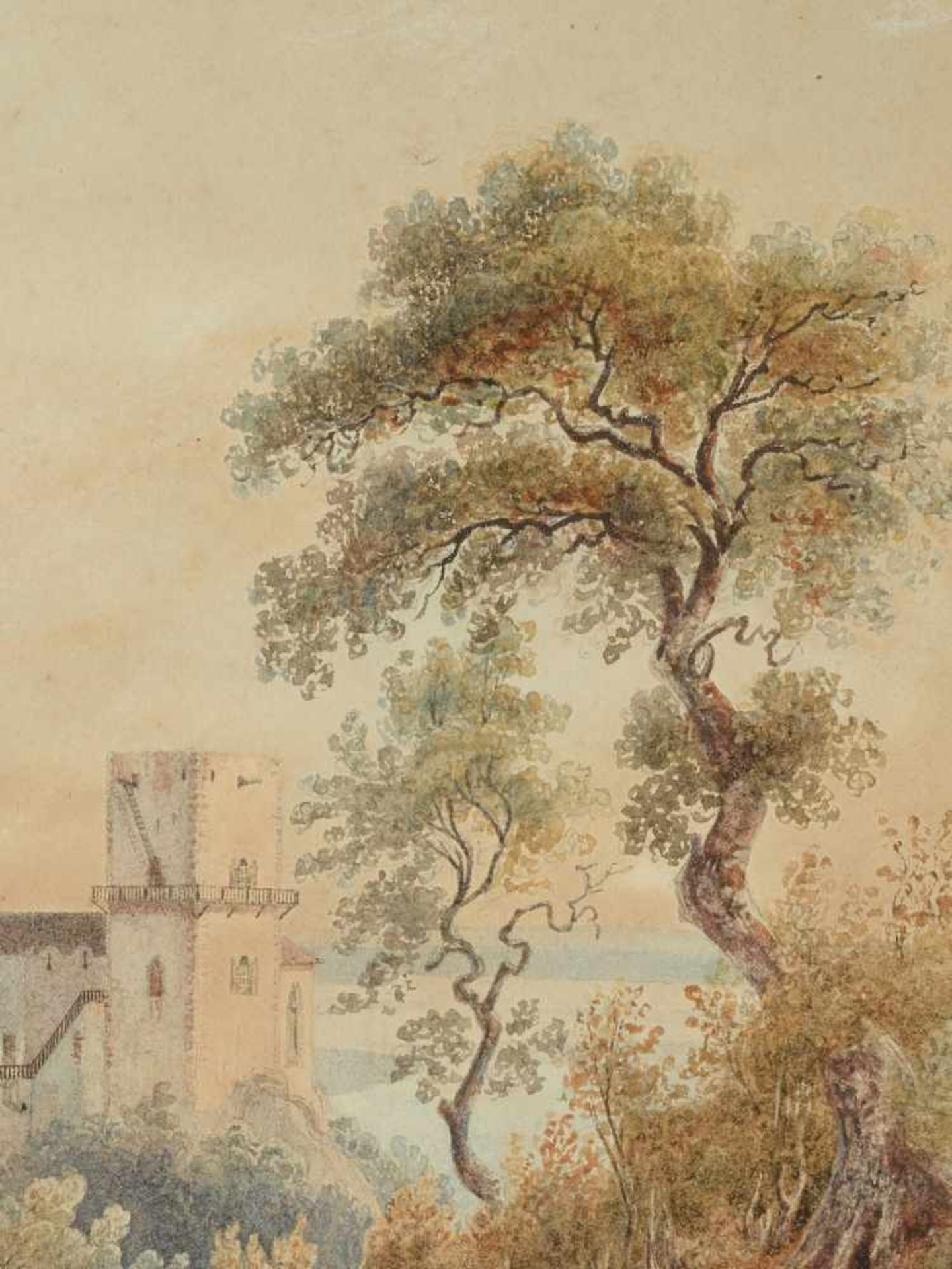 JOHANN BURRI (1802-1870), WATERCOLOR ‘ARCADIAN LANDSCAPE’ Johann Ulrich Burri (1802-1870) - Image 5 of 7