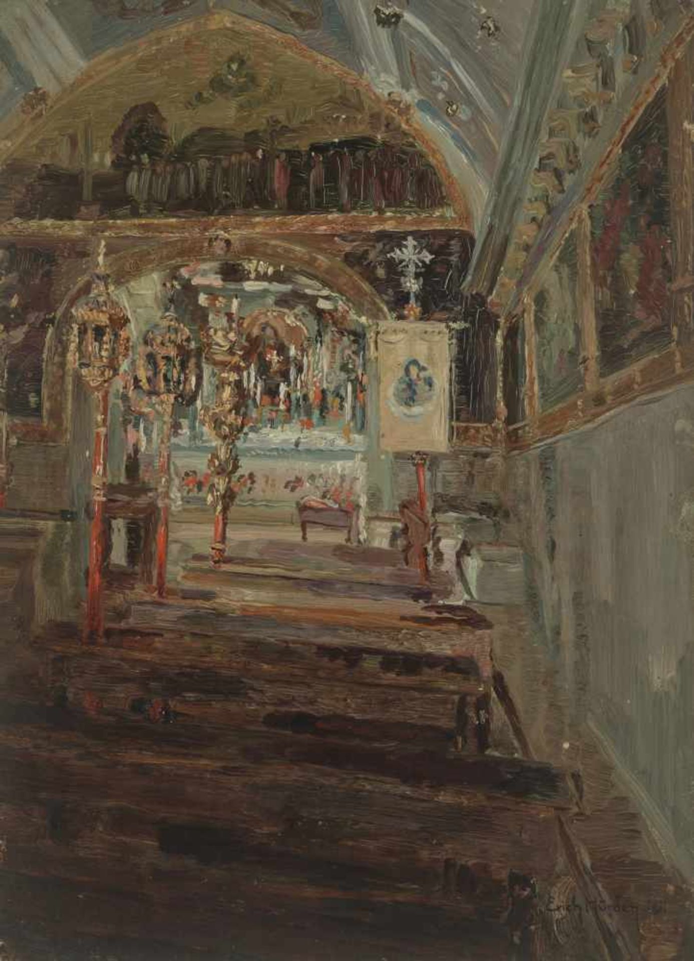 ERICH HLAVACEK-HÜRDEN (1884-1969), OIL ON CARDBOARD ‘CHIESA DELLA MADONNA NEVE’Erich Hlavacek-Hürden