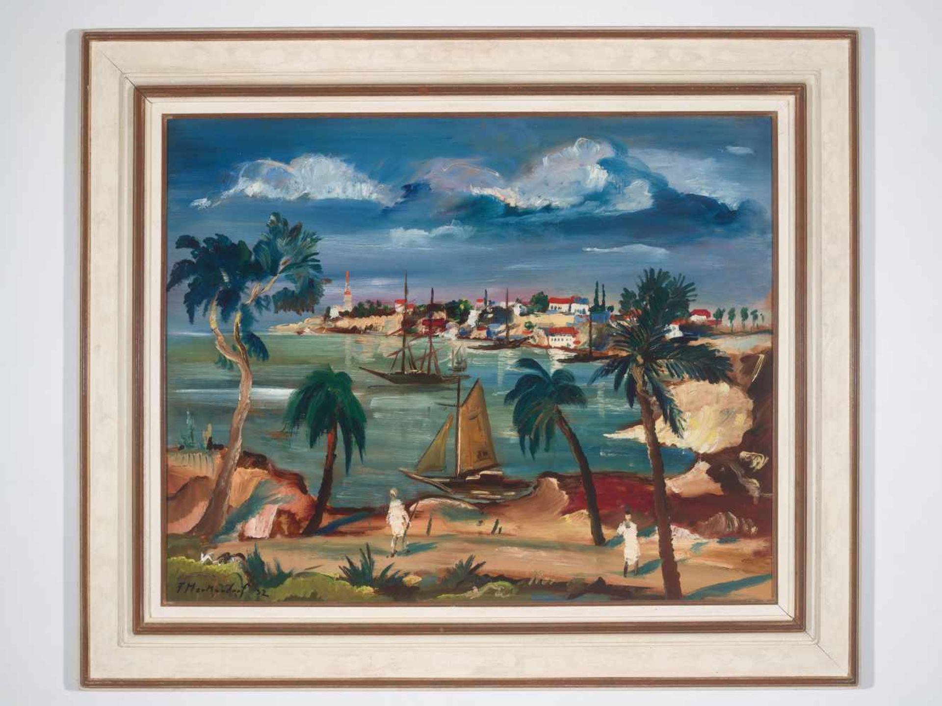 FRANZ HECKENDORF (1888-1962), OIL ON PANEL ‘MEDITERRANEAN LANDSCAPE’ 1932Franz Heckendorf (1888- - Image 4 of 7