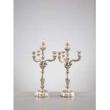 A LARGE PAIR OF VIENNESE LATE BIEDERMEIER CANDLESTICKS WITH 4-LIGHT GIRANDOLE INSERT,