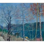 ARNOLD CLEMENTSCHITSCH (1887-1970, OIL PAINTING ‘TREES AT A LAKE’ 1947Arnold Clementschitsch (1887-