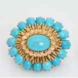 A DAVID WEBB 18 CARAT GOLD AND TURQUOISE ‘SOLEIL’ BROOCHNew York, USAca. 1960, signed ‘WEBB’ on