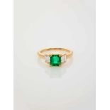 AN IMPORTANT CARTIER EMERALD AND DIAMOND RING Franceca. 1990, signed ‘Cartier’, assay ‘750’, numbers