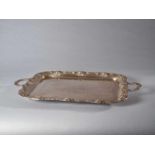 LARGE SILVER PLATE SERVING TRAY WITH WINE GRAPES DECORATION, 1900sSilver plate