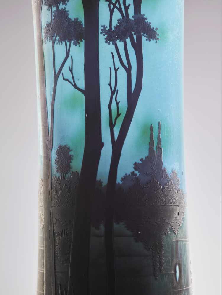 DAUM FRÈRES, LARGE CAMEO GLASS VASE WITH NOCTURNAL LAKE LANDSCAPE, 1910Daum Frères Verreries de - Image 7 of 9