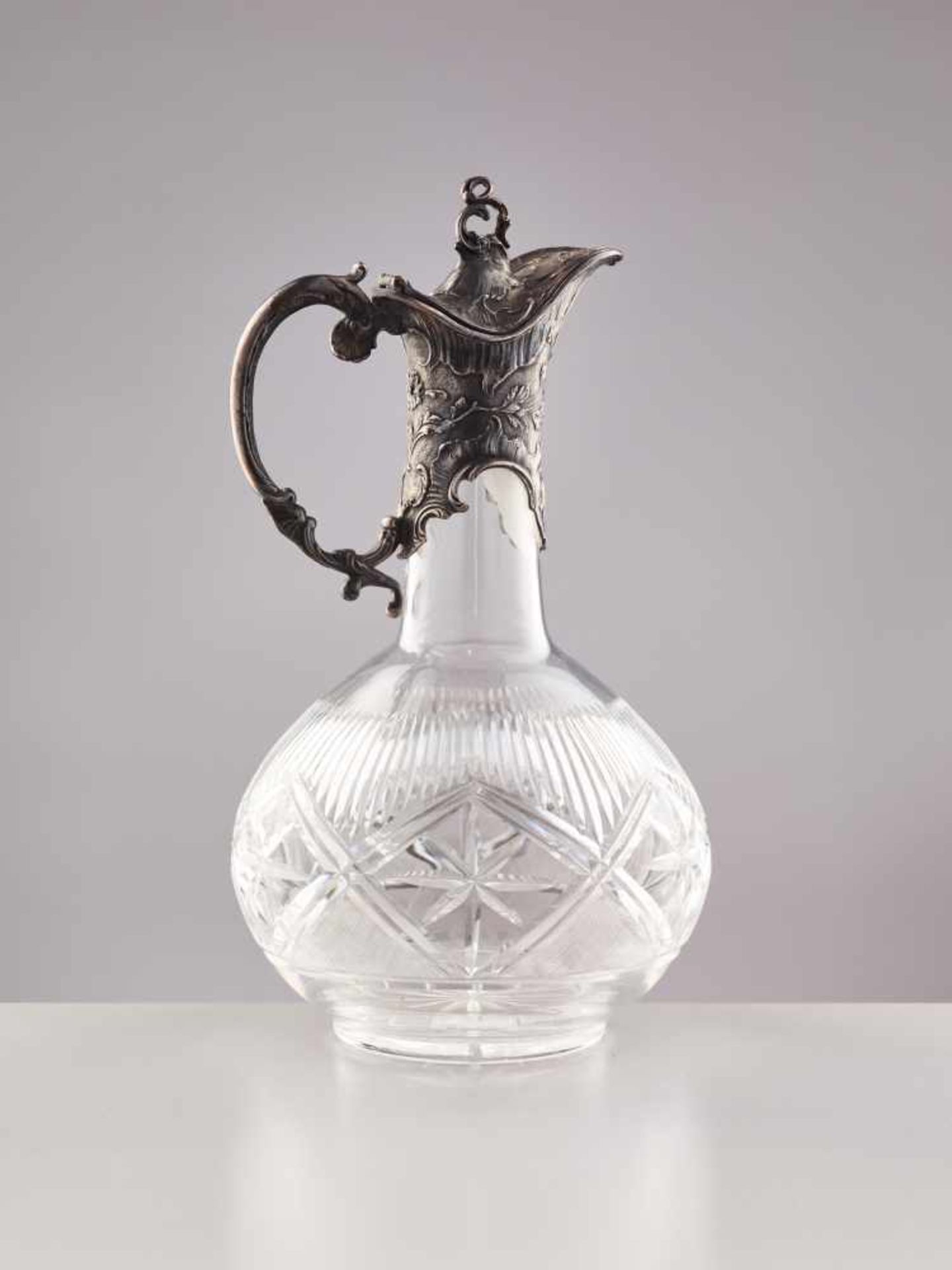 WMF ART NOUVEAU CARAFE WITH SILVER PLATED HANDLE, 1900WMF – Württembergische MetallwarenfabrikGlass, - Image 4 of 7