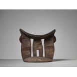 A FINELY CARVED NECK REST, ETHIOPIA, KAMBATA PEOPLEWood, remnants of kaolinEthiopia, Kambata