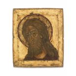 RUSSIAN ICON WITH PORTRAYAL OF JESUS CHRIST, 19th CENTURYWood, polychrome egg temperaRussia19th
