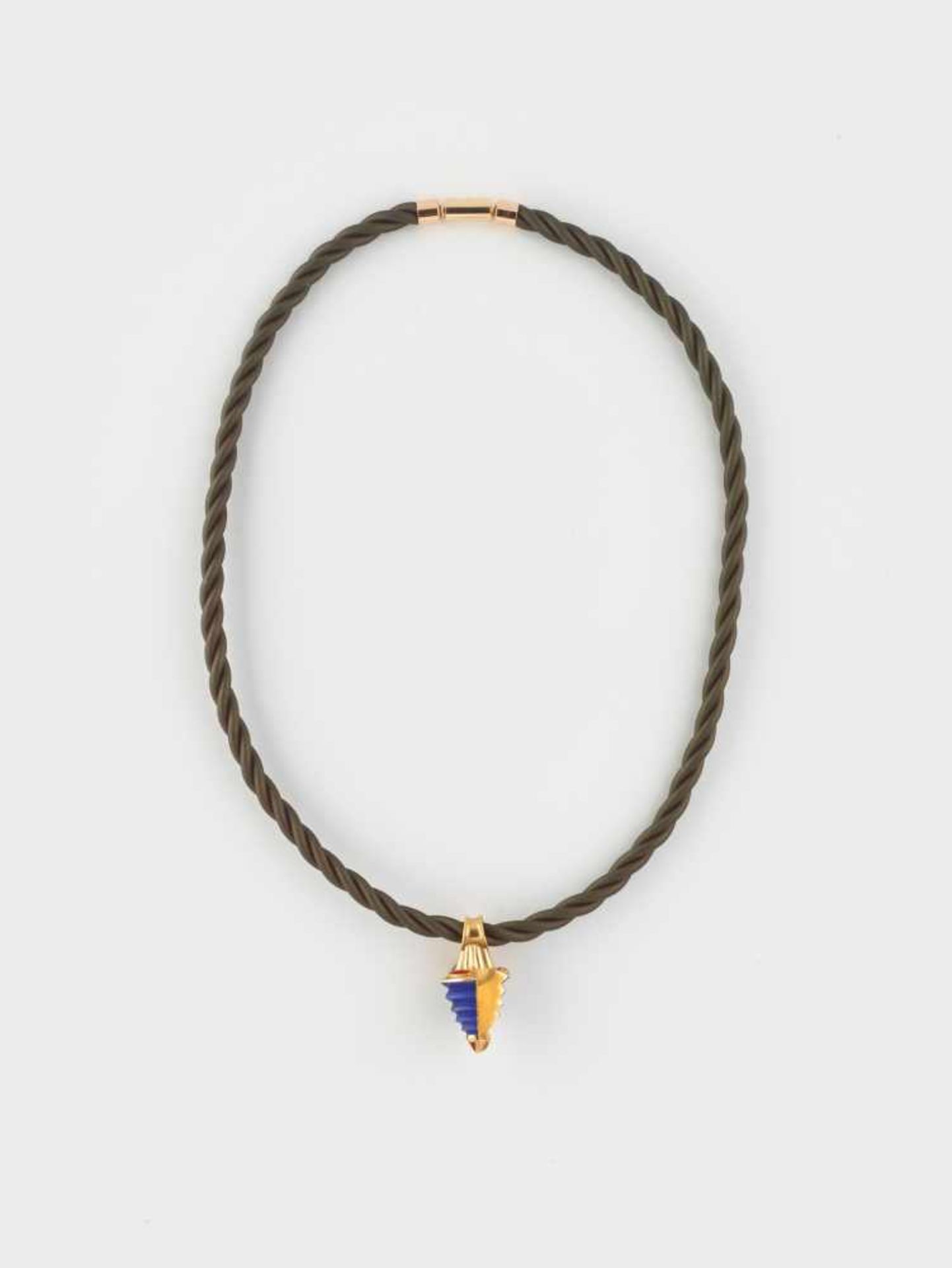 OTTO JAKOB (b. 1951), 18 CARAT GOLD, LAPIS LAZULI AND CORAL PENDANT, 1985Germany1985, accompanied by - Image 4 of 7