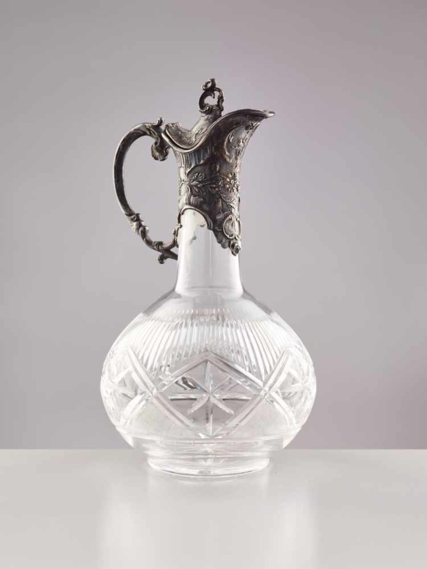 WMF ART NOUVEAU CARAFE WITH SILVER PLATED HANDLE, 1900WMF – Württembergische MetallwarenfabrikGlass, - Image 2 of 7