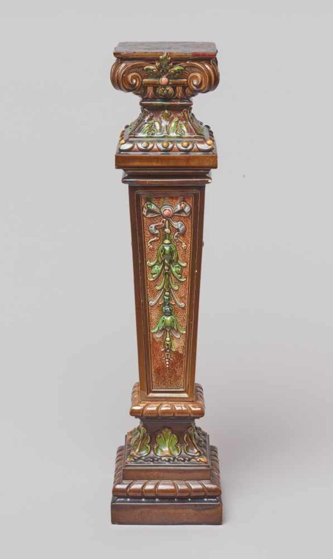 MAJOLICA CERAMIC FLOWER PILLAR STAND, GERMANY 1890Majolica ceramic, polychrome glazedGermanyaround - Image 4 of 9