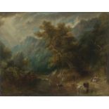 THOMAS CRESWICK (1811-1869), OIL ON CANVAS ‘LANDSCAPE WITH COWHERDESS’Thomas Creswick (1811-1869)Oil