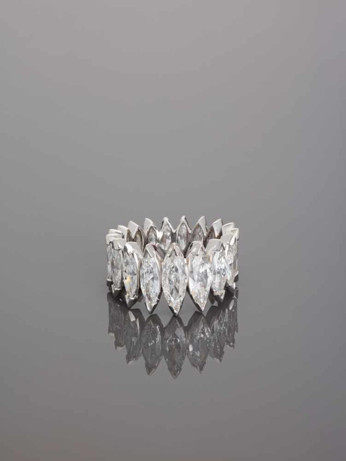 AN ‘ETERNITY BAND’ PLATINUM RING WITH 10.2 CARAT OF MARQUISE CUT DIAMONDSAfter 1980, unmarked950