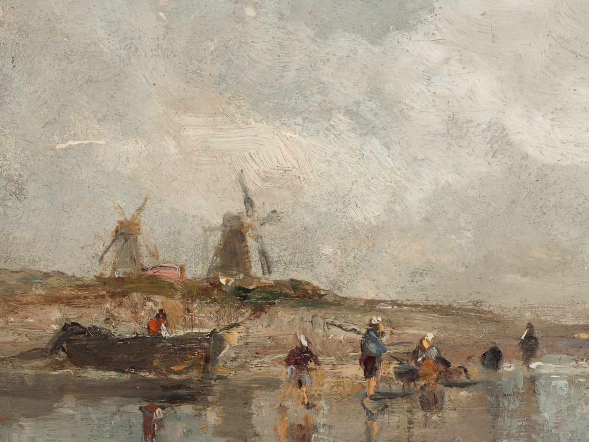 ADOLF STADEMANN (1824-1895), OIL ON WOOD ‘FISHERMEN ON THE SHORE’Adolf Stademann (1824-1895)Oil on - Image 4 of 6