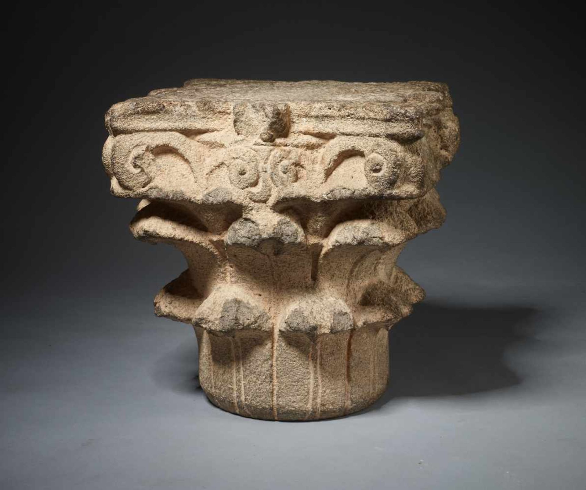 CORINTHIAN SANDSTONE CAPITAL WITH LEAVES AND VOLUTA, 19th CENTURY OR EARLIERSandstoneEurope19th - Image 4 of 7