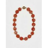 A WIENER WERKSTAETTE STYLE CORAL AND PEARL BEADS NECKLACE, 1920sAustria1920s, clasp marked ‘750’ and