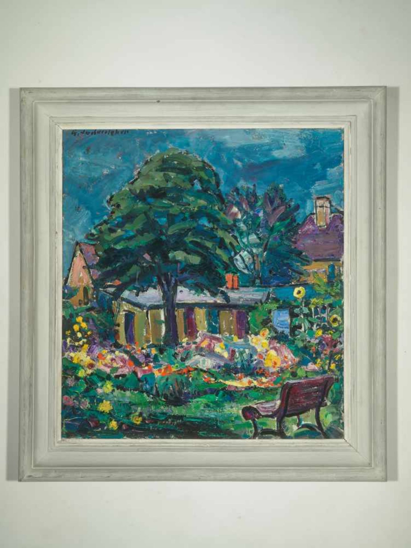 GEORG JUDERSLEBEN (1898-1962), OIL ON CANVAS ‘MY GARDEN’Georg Judersleben (1898-1962)Oil on - Image 3 of 6