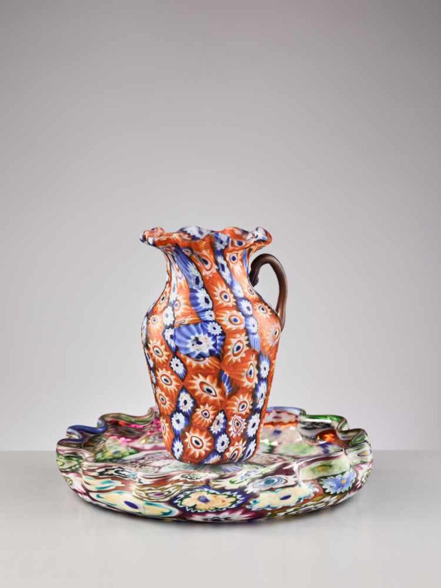 FRATELLI TOSO, MURANO MILLEFIORI TRAY AND SMALL JUG, 1950sFratelli Toso – Glass manufactory on the - Image 5 of 10