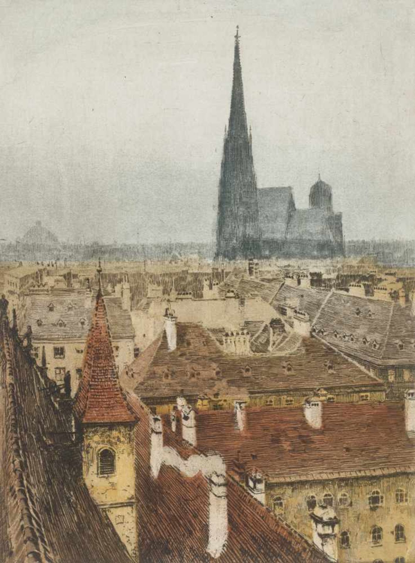 LUIGI KASIMIR (1881-1962), COLOR ETCHING ‘ST. STEPHEN’S CATHEDRAL’Luigi Kasimir (1881-1962)Color