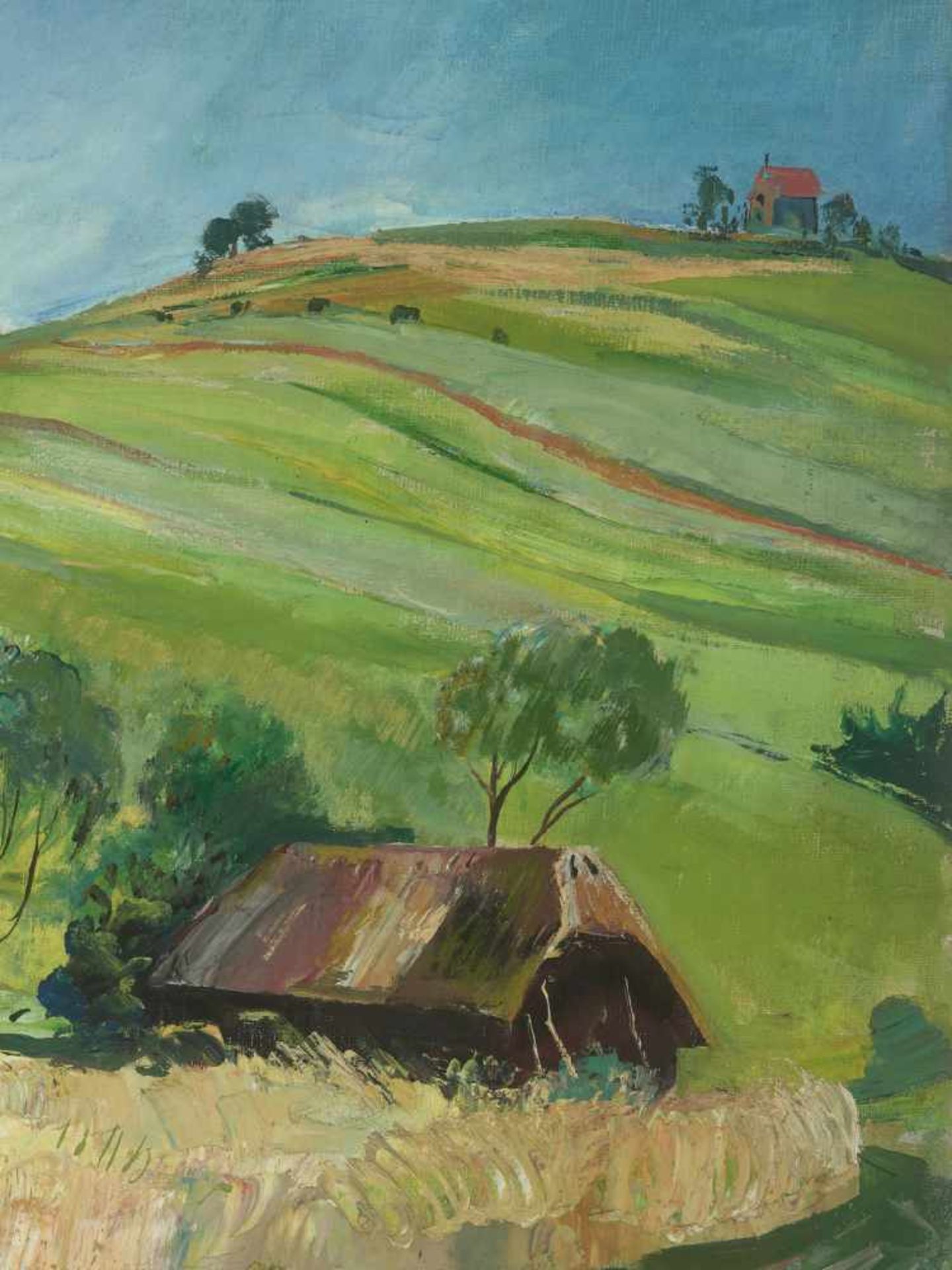 ERNST HUBER (1895-1960), OIL ON CANVAS ‘SUMMER LANDSCAPE IN UPPER AUSTRIA’Ernst Huber (1895-1960)Oil - Image 6 of 8