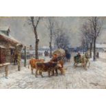 KARL STUHLMÜLLER (1859-1930),OIL ON CANVAS ‘WINTER MARKET DAY’Karl Stuhlmüller (1859-1930), Munich