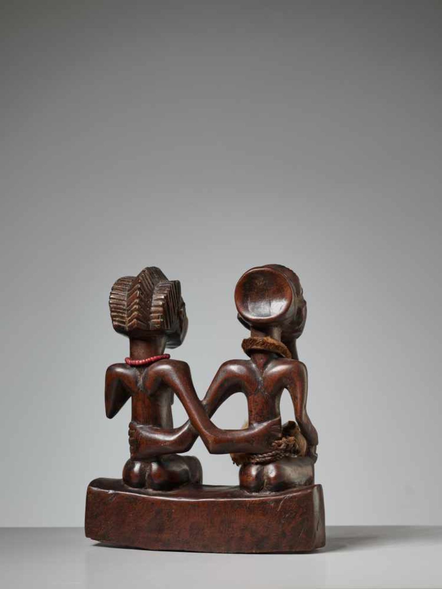 A PAIR OF ANCESTRAL FIGURES, NIGERIA, YORUBA PEOPLEWood, fur, and glass beadsNigeria, Yoruba - Image 5 of 6