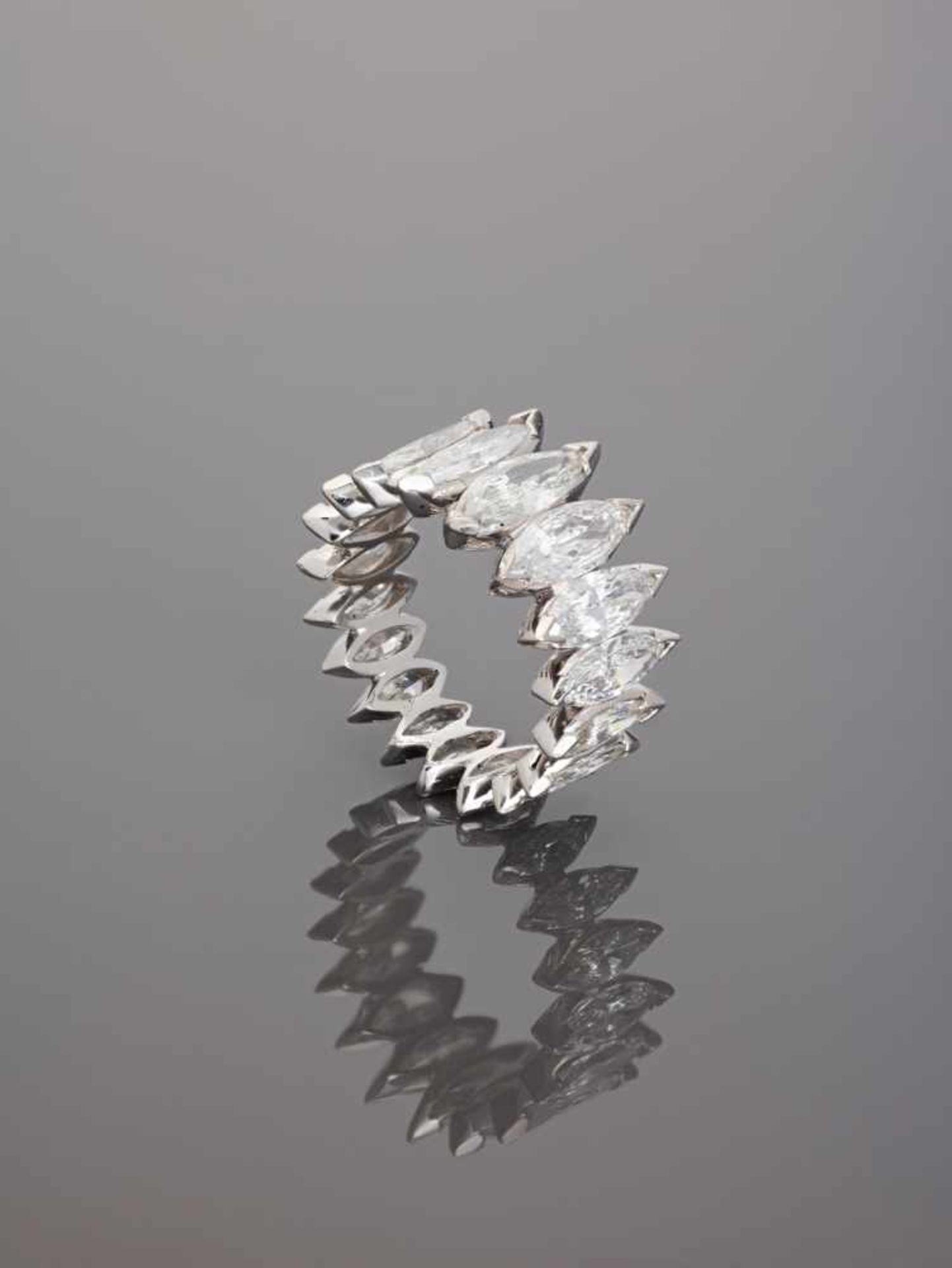 AN ‘ETERNITY BAND’ PLATINUM RING WITH 10.2 CARAT OF MARQUISE CUT DIAMONDSAfter 1980, unmarked950 - Image 3 of 9