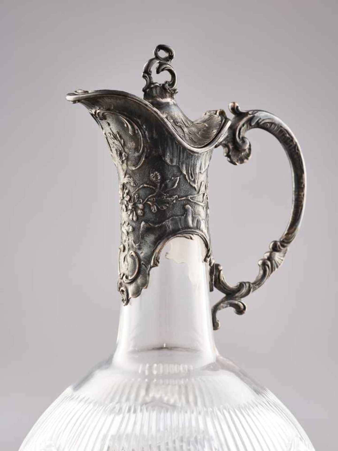 WMF ART NOUVEAU CARAFE WITH SILVER PLATED HANDLE, 1900WMF – Württembergische MetallwarenfabrikGlass, - Image 7 of 7