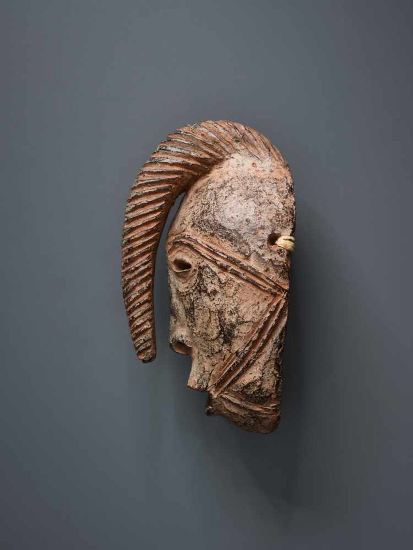 AFRICAN TRIBAL ART, A PASSPORT MASK OF A WARRIORTerracotta with black glaze in some - Image 4 of 4