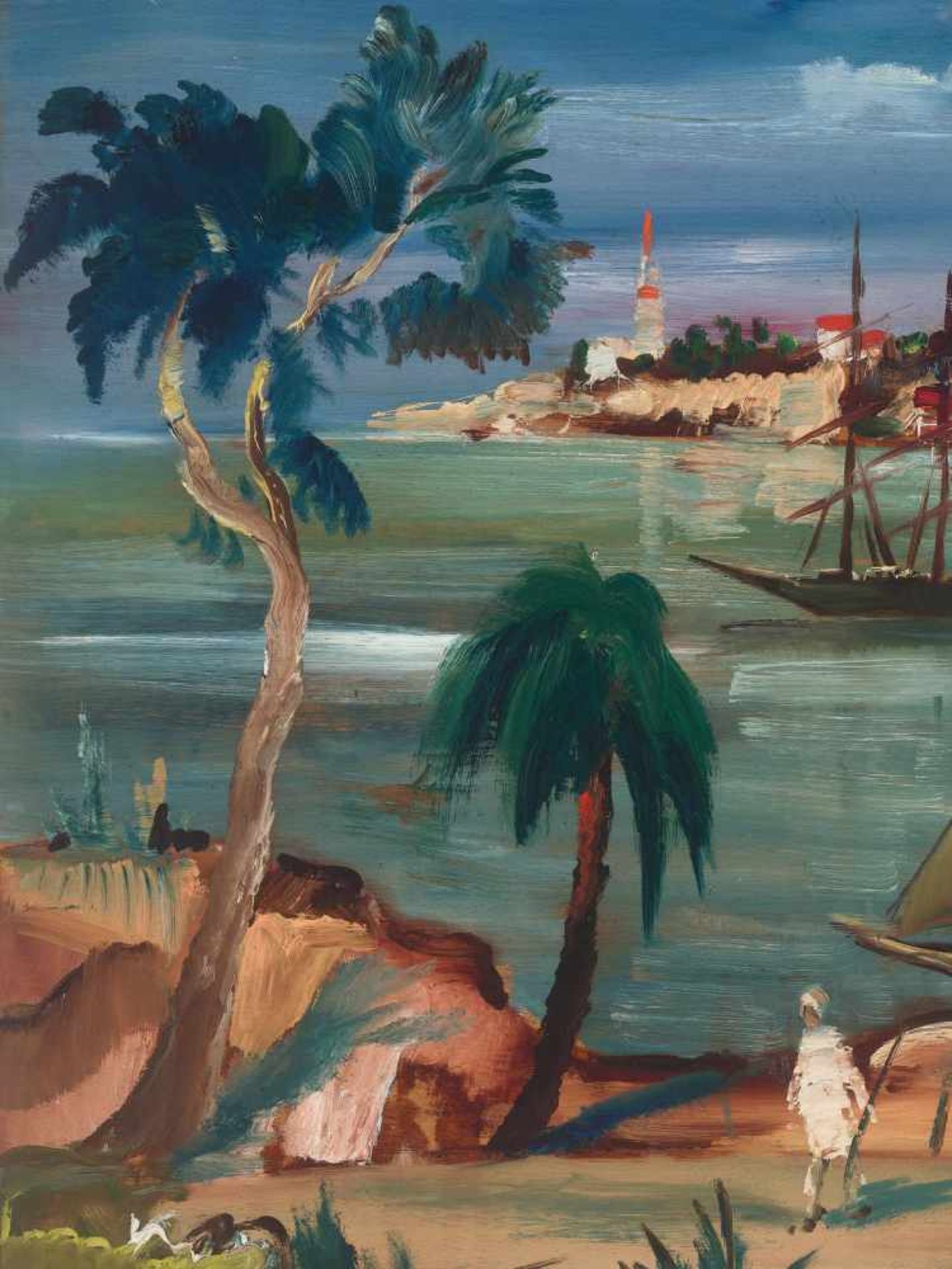 FRANZ HECKENDORF (1888-1962), OIL ON PANEL ‘MEDITERRANEAN LANDSCAPE’ 1932Franz Heckendorf (1888- - Image 6 of 7