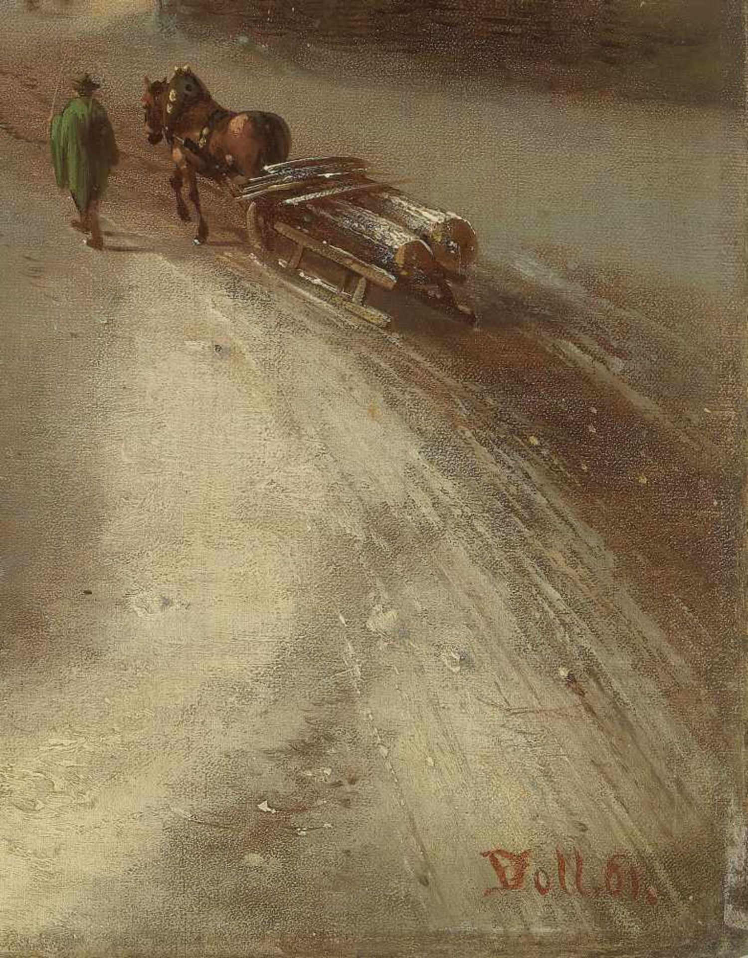 ANTON DOLL (1826-1887), OIL ON CANVAS ‘ICE SKATING’Anton Doll (1826-1887)Oil on - Image 4 of 8