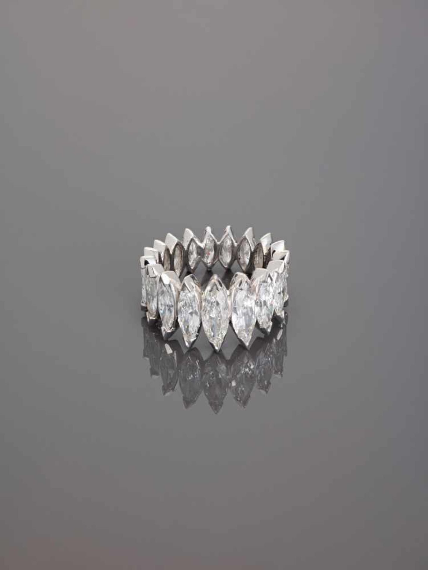 AN ‘ETERNITY BAND’ PLATINUM RING WITH 10.2 CARAT OF MARQUISE CUT DIAMONDSAfter 1980, unmarked950 - Image 4 of 9