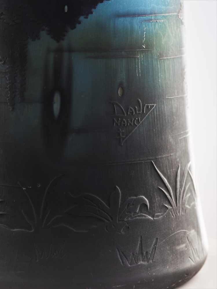 DAUM FRÈRES, LARGE CAMEO GLASS VASE WITH NOCTURNAL LAKE LANDSCAPE, 1910Daum Frères Verreries de - Image 6 of 9