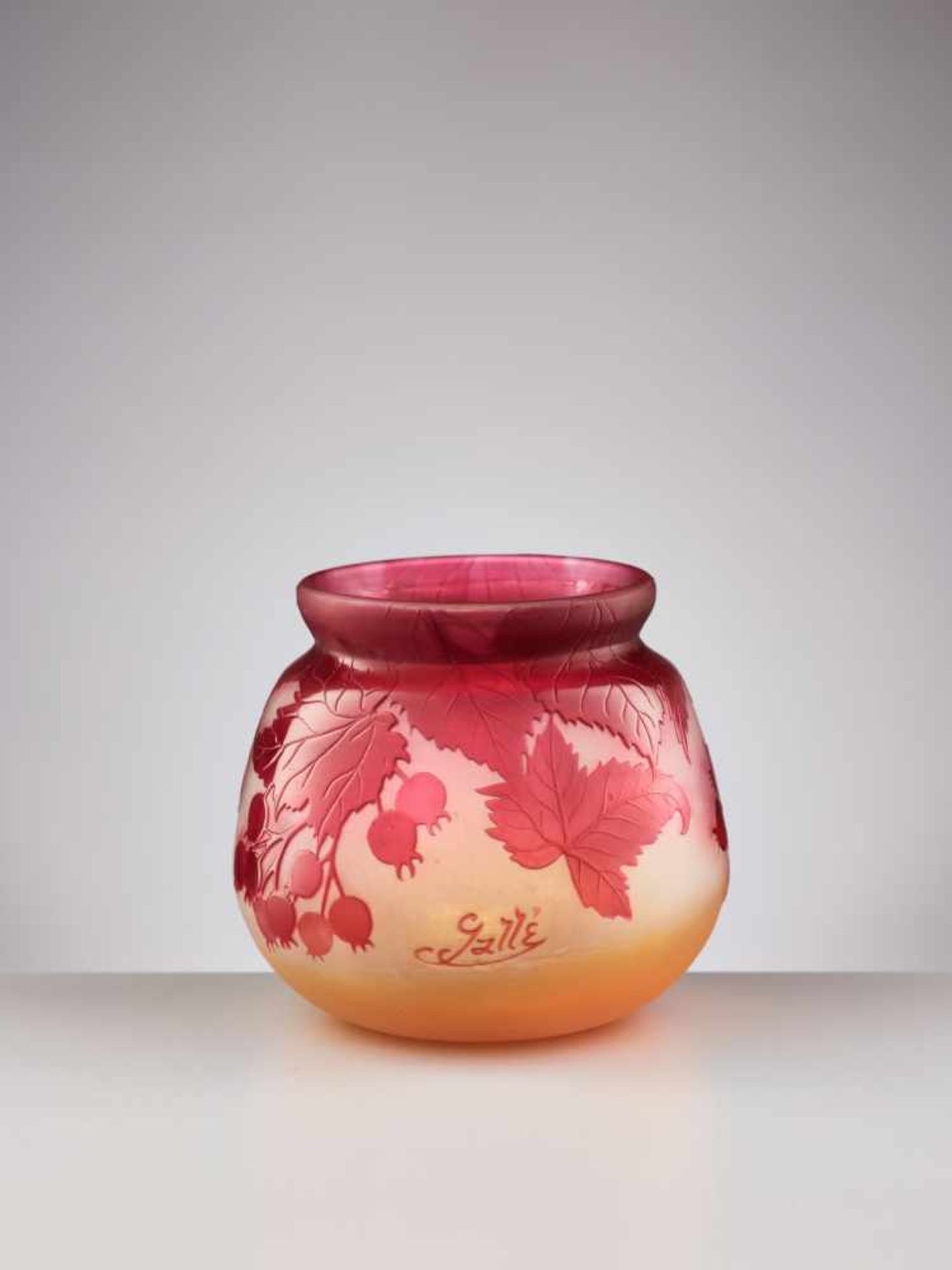 ÉMILE GALLÉ (1846-1904), CAMEO GLASS VASE WITH ROSE HIPSÉmile Gallé (1846-1904), NancyMultilayered - Image 5 of 9