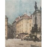 LUIGI KASIMIR (1881-1962), COLOR ETCHING ‘MARIAN COLUMN IN VIENNA’ 1911Luigi Kasimir (1881-1962)