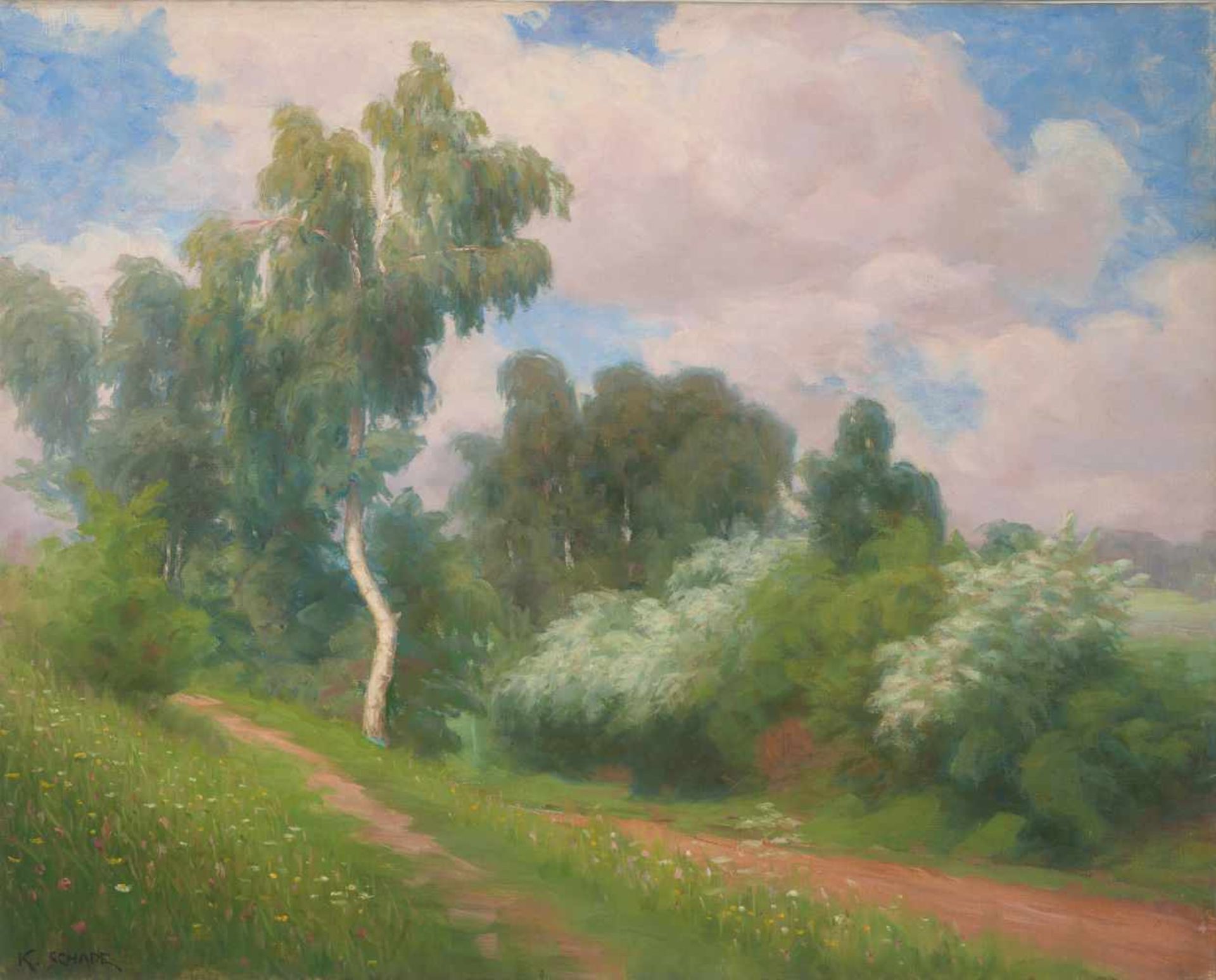 KARL MARTIN SCHADE (1862-1954), OIL ON CANVAS ‘THE PRATER MEADOWS’Karl Martin Schade (1862-1954)