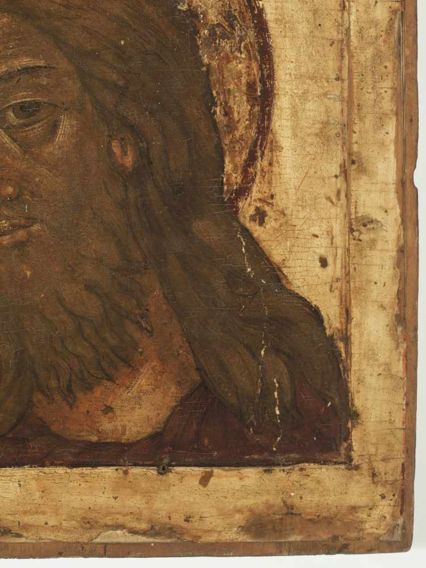 RUSSIAN ICON WITH PORTRAYAL OF JESUS CHRIST, 19th CENTURYWood, polychrome egg temperaRussia19th - Bild 3 aus 4